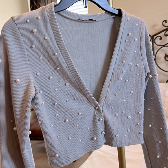 Zara Pearl Grey Cardigan - Picture 5 of 10